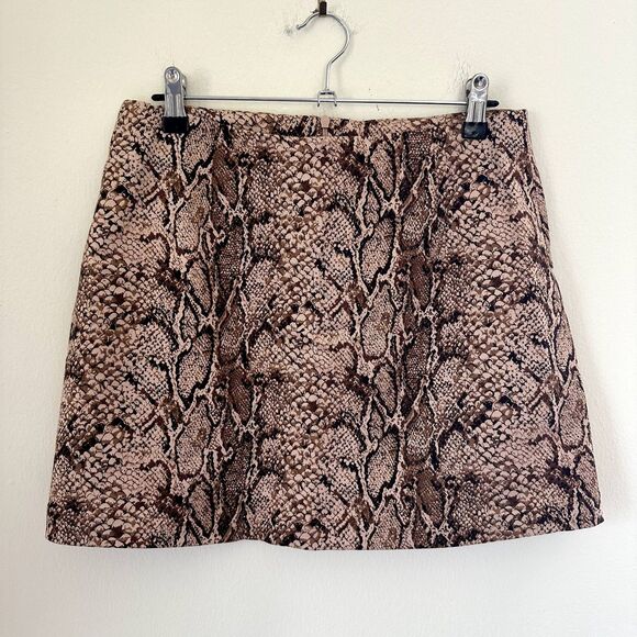 Reformation Jaime Snake Skin Print Mini Skirt in Brown - Picture 2 of 6